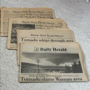 Wausau Daily Herald natural disaster newspaper lot tornado flood 1977 1971 1965